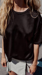 Camisa negra satinada