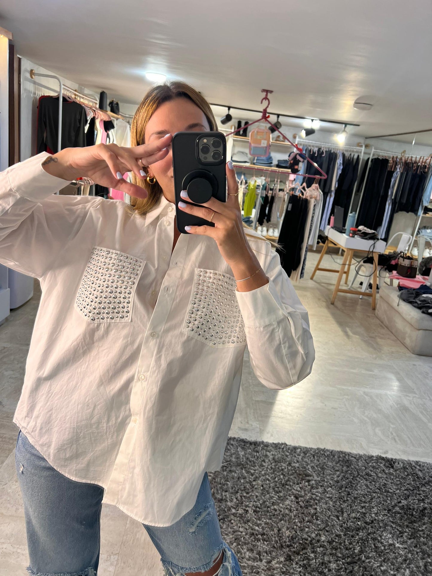 Camisa con Tachuelas Zara